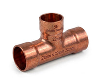 Professional Endfeed Copper Reducing Tee Fittings (22mm Mainline with 10mm & 15mm Branching Options)