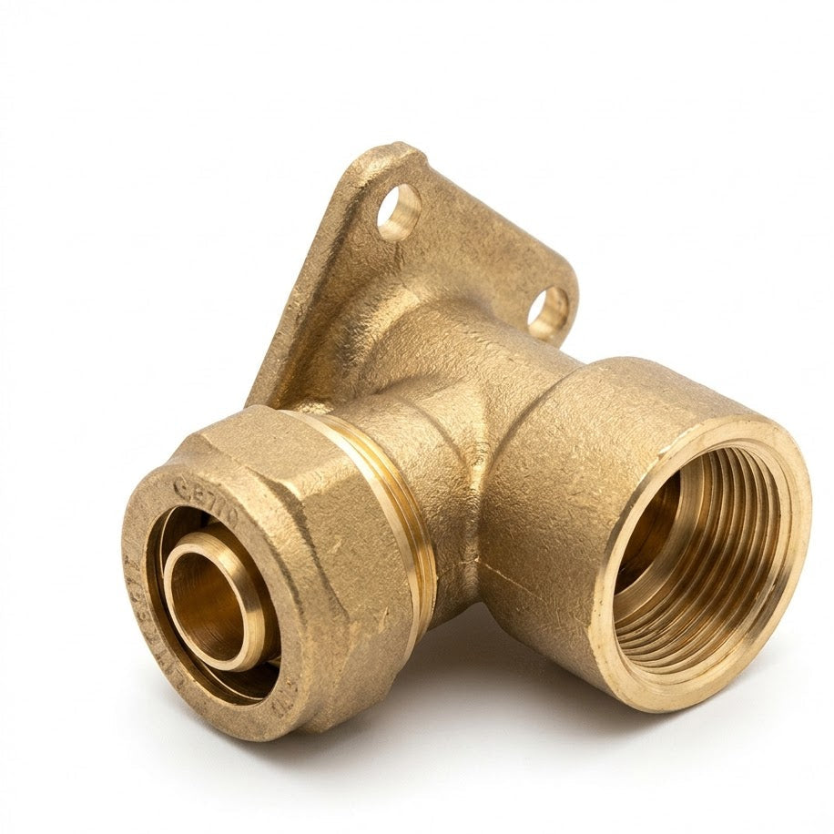 Brass Compression Wall Plate Elbow - 15mm x 1/2" & 22mm x 3/4"