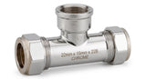 Premium Chrome Reducing Tee - Compression Fitting