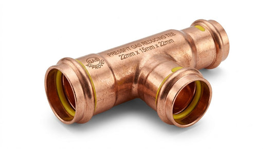 Premium Copper Pressfit Gas Reducing Tee side