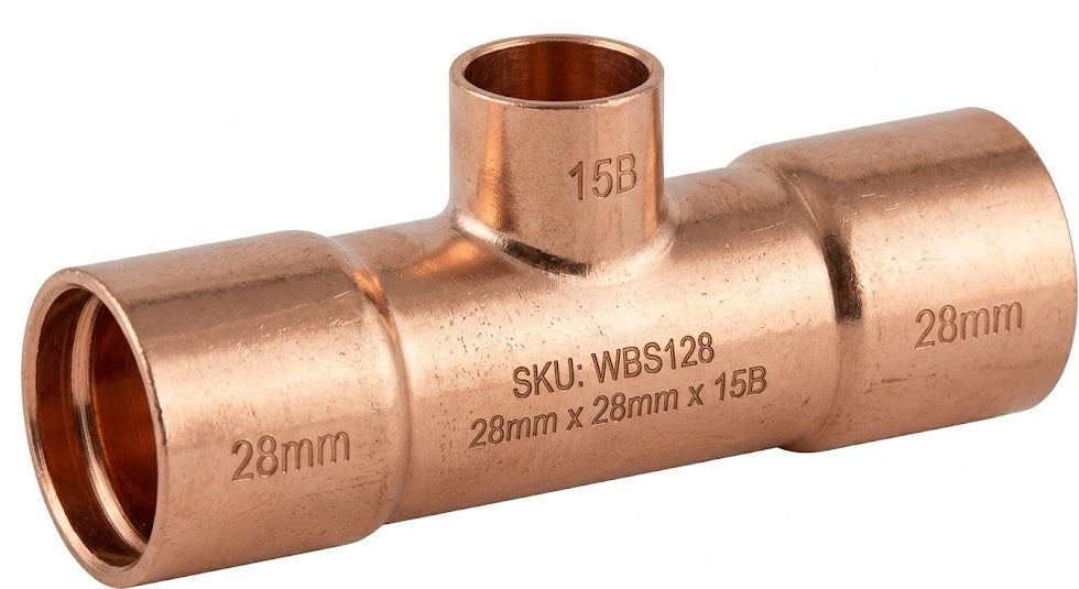 28mm x 28mm Premium Endfeed Reducing Tees | 15mm & 22mm Branch Options