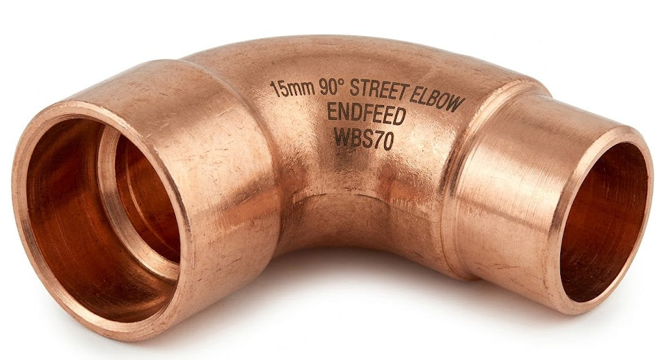Copper Endfeed 90 Degree Street Elbows (15mm - 54mm)