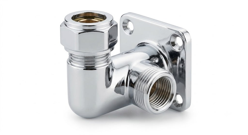 Chrome Compression to Male Parallel Thread Wall Plate Elbow