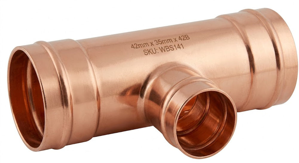 42mm x 35mm x 42mm Copper Endfeed Reducing Tee (SKU: WBS141)
