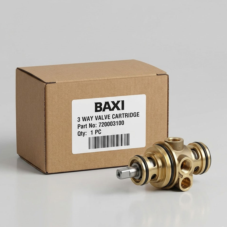 Genuine Baxi 720003100 3-Way Valve Cartridge – Original Plain Boxed Part