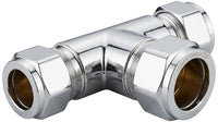 Premium Chrome Reducing Tee - Compression Fitting