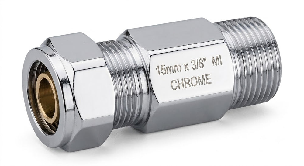 Premium Chrome Straight Male Iron (MI) Connector