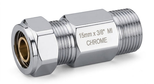 Premium Chrome Straight Male Iron (MI) Connector