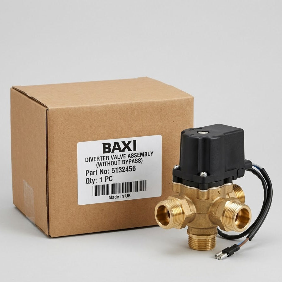Genuine Baxi 5132456 Diverter Valve (Without Bypass) – Original Boxed Part