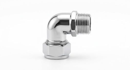 Premium Polished Chrome 15mm Compression to 1/2" Male Iron (MI) Thread Elbow