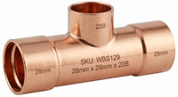 28mm x 28mm Premium Endfeed Reducing Tees | 15mm & 22mm Branch Options