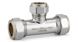 Premium Chrome Reducing Tee - Compression Fitting