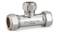 Premium Chrome Reducing Tee - Compression Fitting
