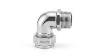 Premium Polished Chrome 15mm Compression to 1/2" Male Iron (MI) Thread Elbow
