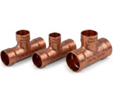 Professional Endfeed Copper Reducing Tee Fittings (22mm Mainline with 10mm & 15mm Branching Options)