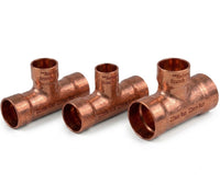 Professional Endfeed Copper Reducing Tee Fittings (22mm Mainline with 10mm & 15mm Branching Options)
